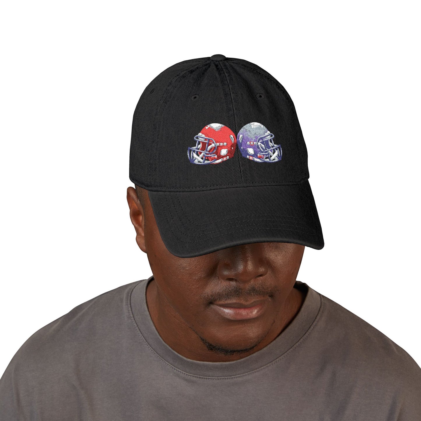 Football-Themed Denim Hat with Embroidery, Perfect Gift for Sports Lovers, Casual Wear, Game Day Accessories, Embroidered Cap