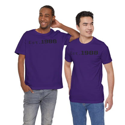 Est. 1988 Unisex Jersey Tee, Vintage Birthday Shirt, Casual Everyday Wear, Gift for Him or Her, Anniversary Celebration Tee