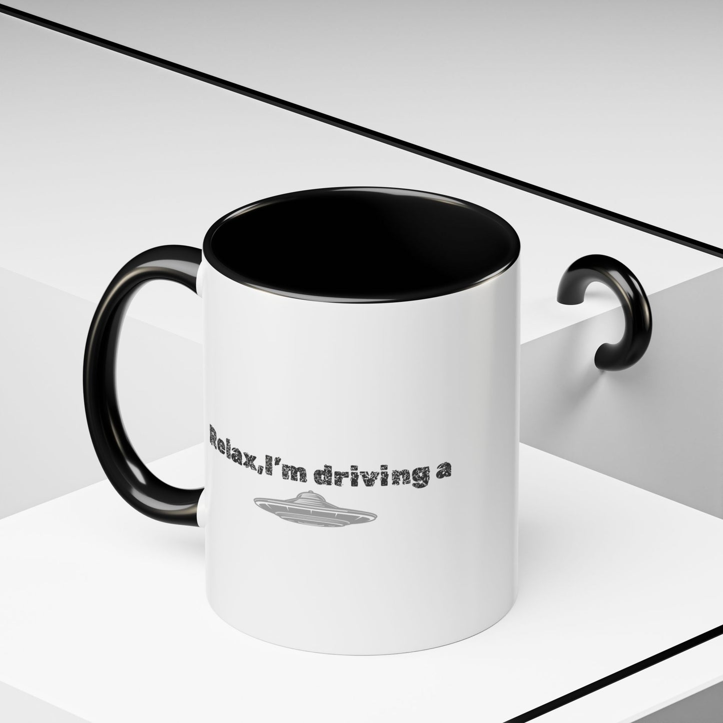 Coffee Mug — “Relax, I’m Driving” UFO Accent Ceramic Mug (11/15 oz)