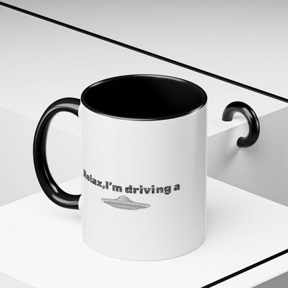 Coffee Mug — “Relax, I’m Driving” UFO Accent Ceramic Mug (11/15 oz)