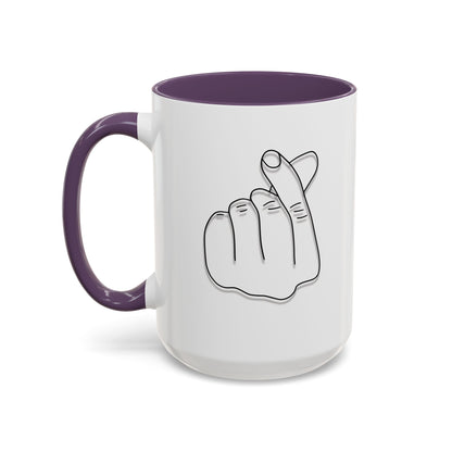 K-Pop Accent Mug - Love Gesture Design (11oz, 15oz), Korean Pop Coffee Cup, K-Pop Lover Gift, Cute Drinkware, Unique Mug