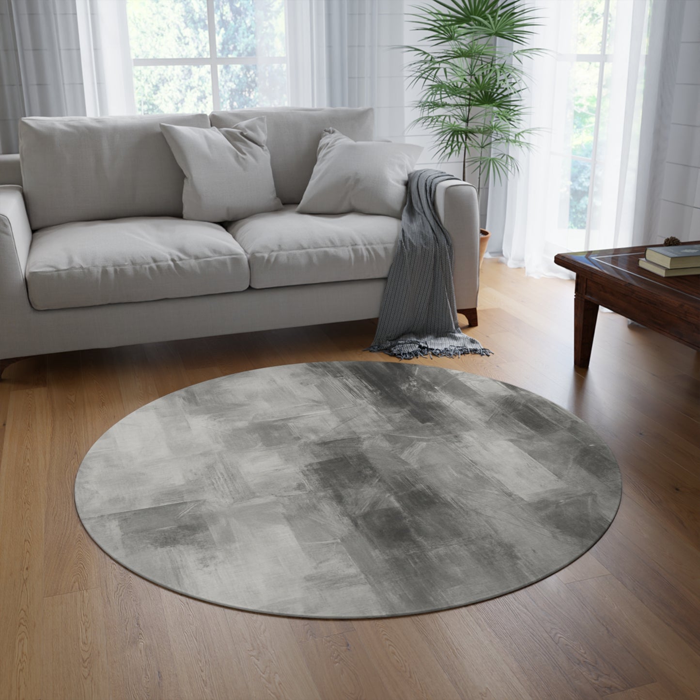 Modern Round Rug, Chic Home Decor, Living Room Accent, Bedroom Flooring, Stylish Area Rug, Minimalist Design - TRV