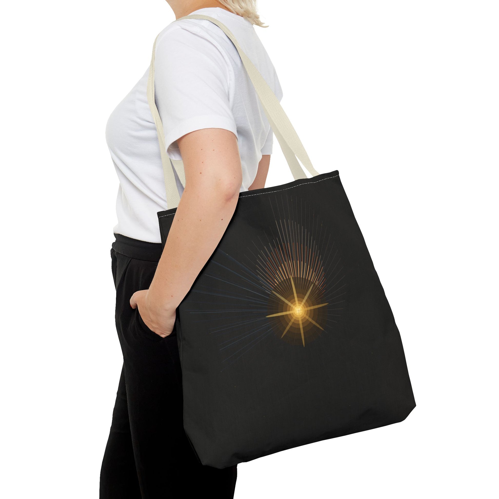 Radiant Starburst Tote Bag | Golden Light Celestial Design - TRV