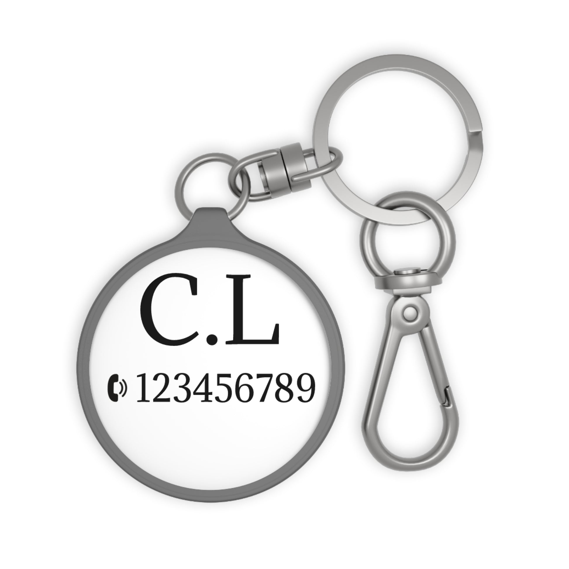 Monogram Initials Keyring Tag | Personalized Round Keychain - TRV