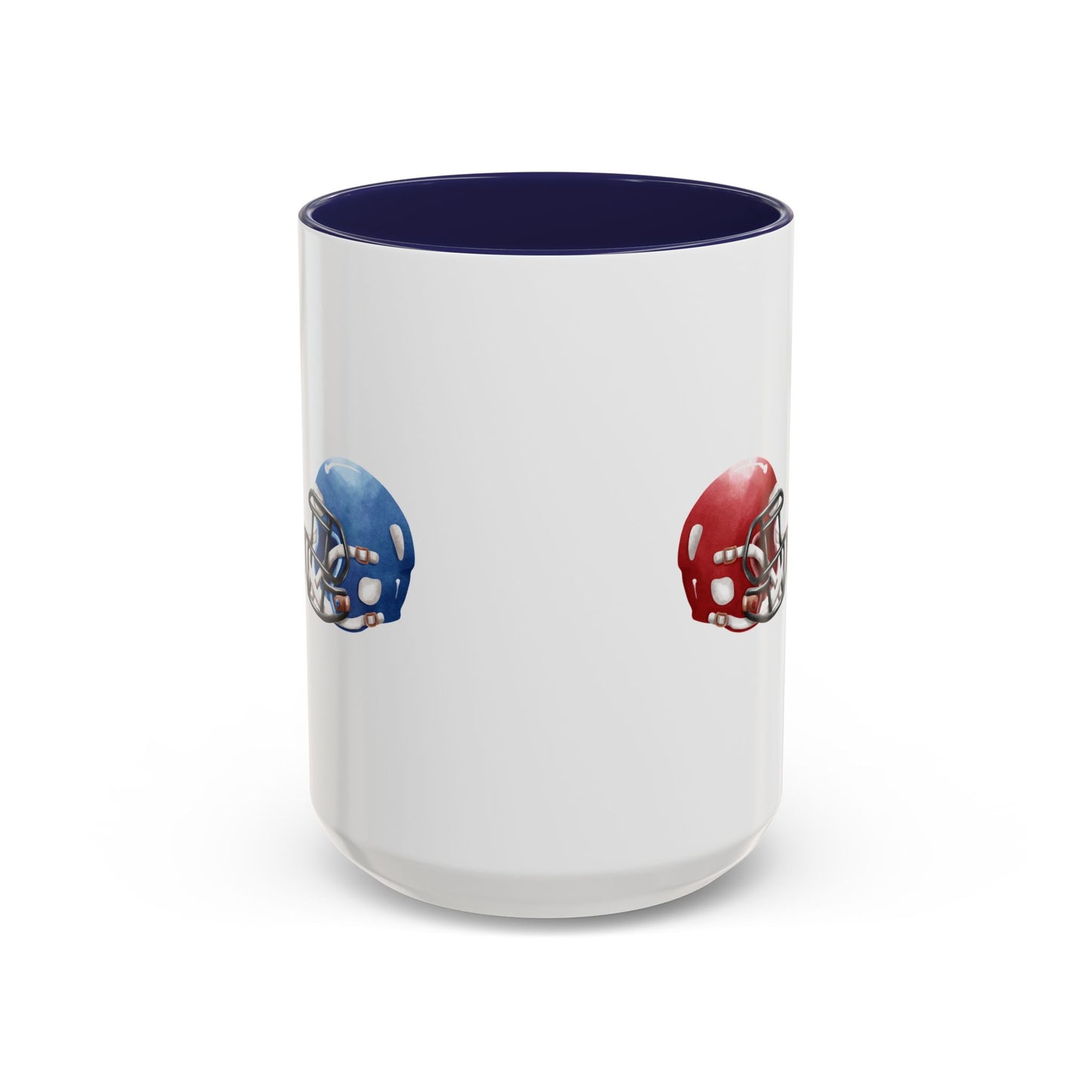 Football Helmet Coffee Mug — Red vs Blue Rivalry Accent Mug (11/15oz)