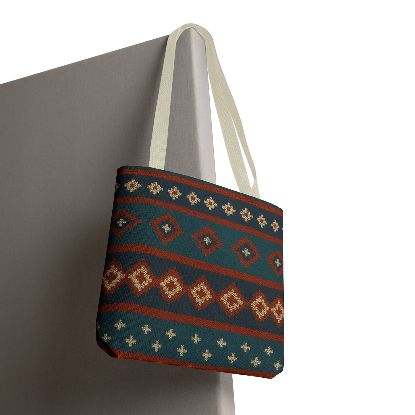 Southwestern Diamond Pattern Tote Bag | Aztec Tribal Geometric Print - TRV