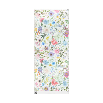 Floral Watercolor Wrapping Paper Roll — Pastel Flowers Gift Wrap for Mother's Day & Spring