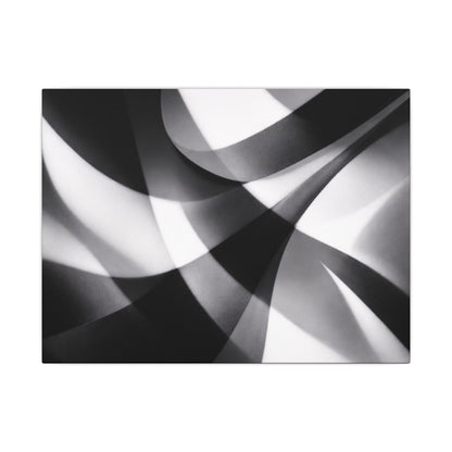 Abstract black and white swirl matte canvas print by Printify, featuring bold swirling design on high-quality canvas artwork.