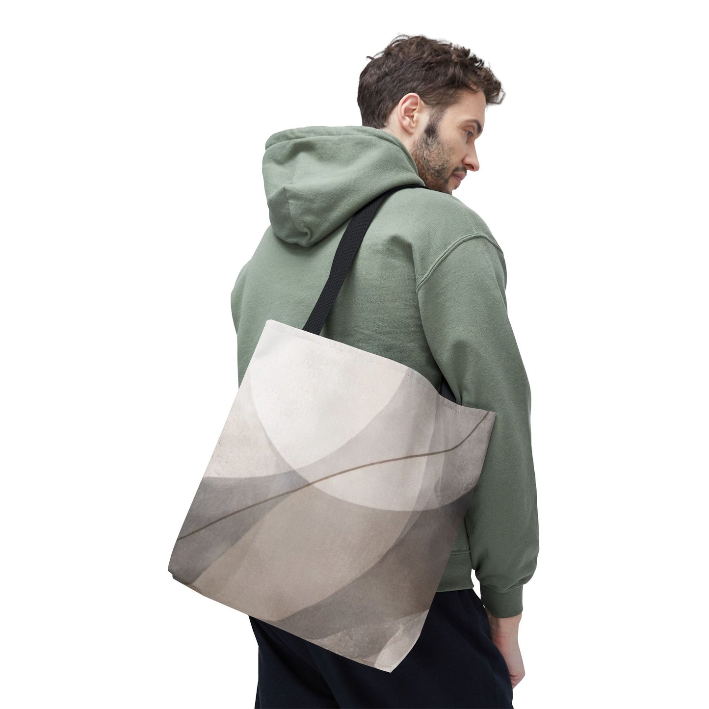 Neutral Abstract Watercolor Waves Tote Bag | All-Over Print