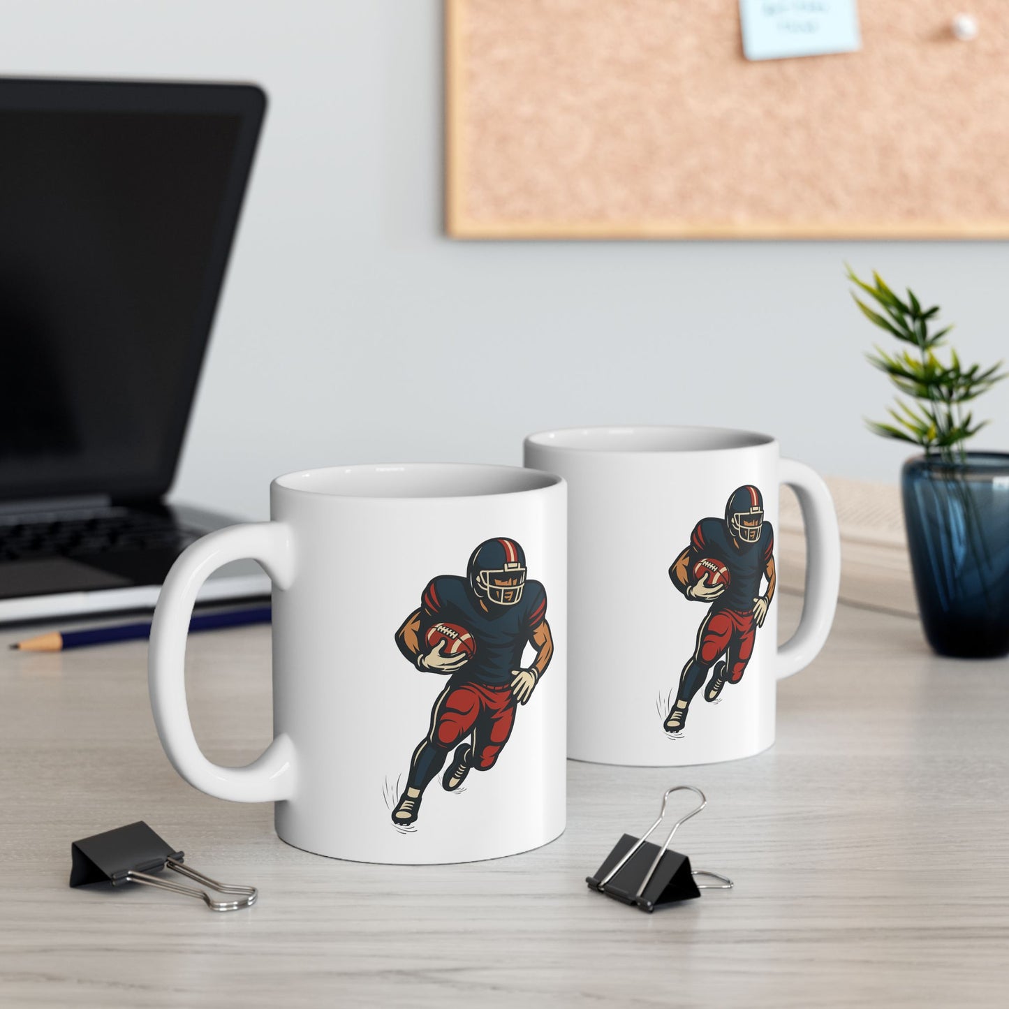 Football Player Ceramic Mug, Sports Fan Gift, Football Lover Coffee Cup, Game Day Drinkware, Quarterback Tea Mug, Touchdown Fan Decor,