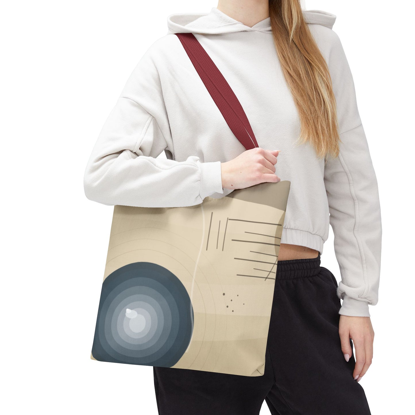 Abstract Neutral Waves Tote Bag | Geometric Circle Pattern
