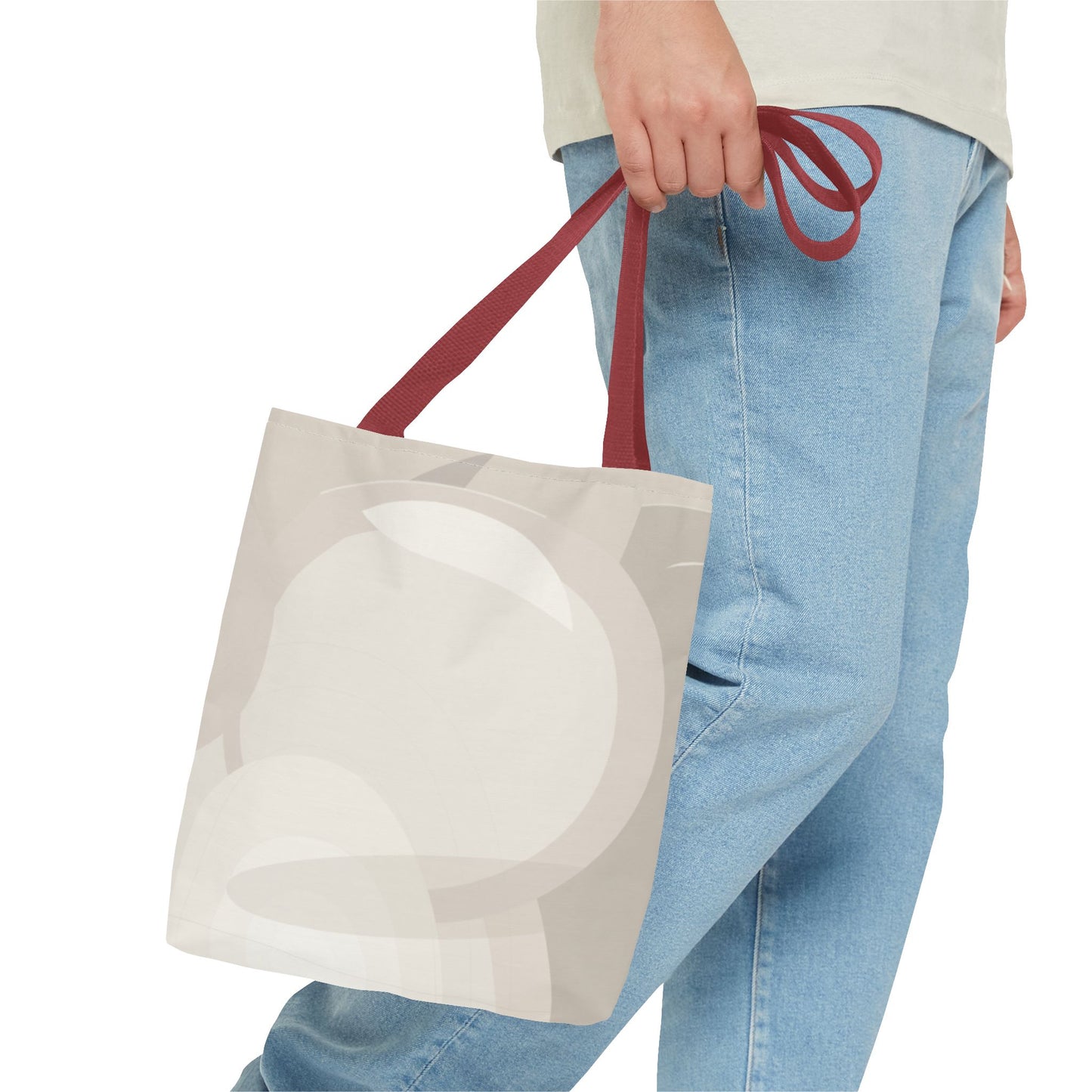 Neutral Abstract Circle Pattern Tote Bag | Minimal Beige AOP Canvas