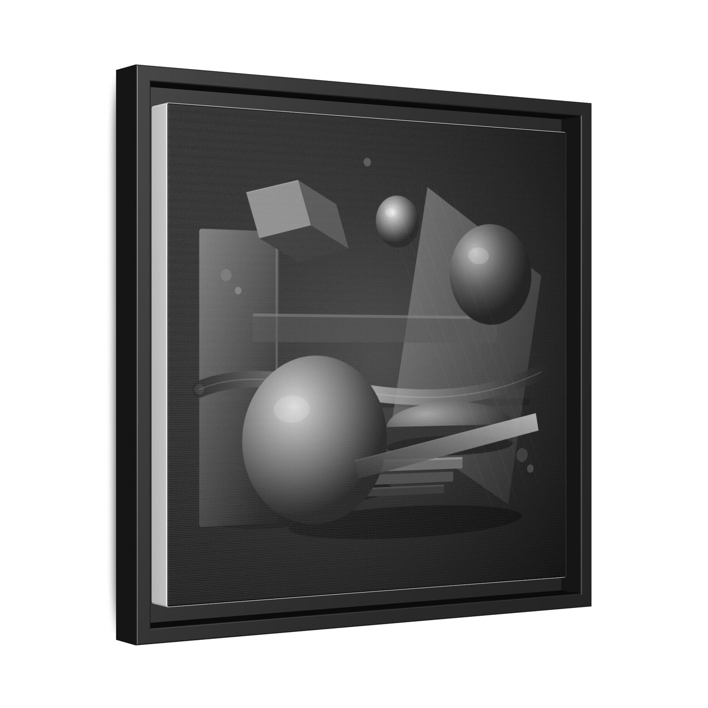 Monochrome Geometric Spheres Canvas Framed Wall Art | Matte Print