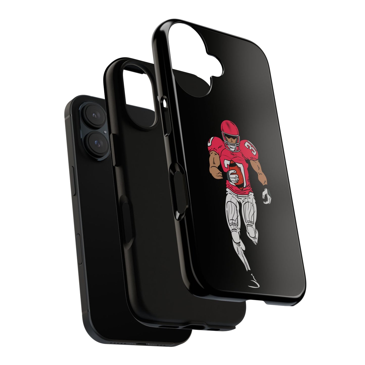 Football Player Tough Phone Case – Protective Black Sports iPhone Case