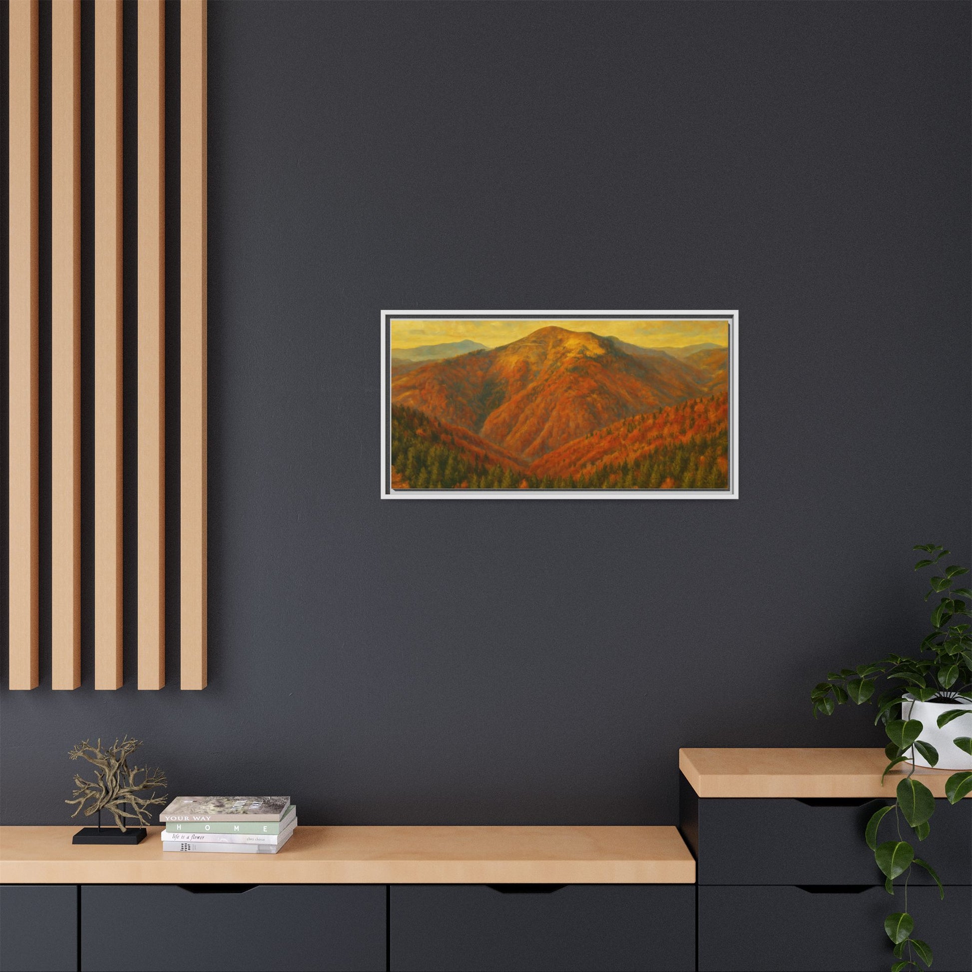 Autumn Landscape Wall Art, Cozy Home Decor, Nature Print, Framed Canvas, Fall Decorations, Gift Idea for Art Lovers - TRV