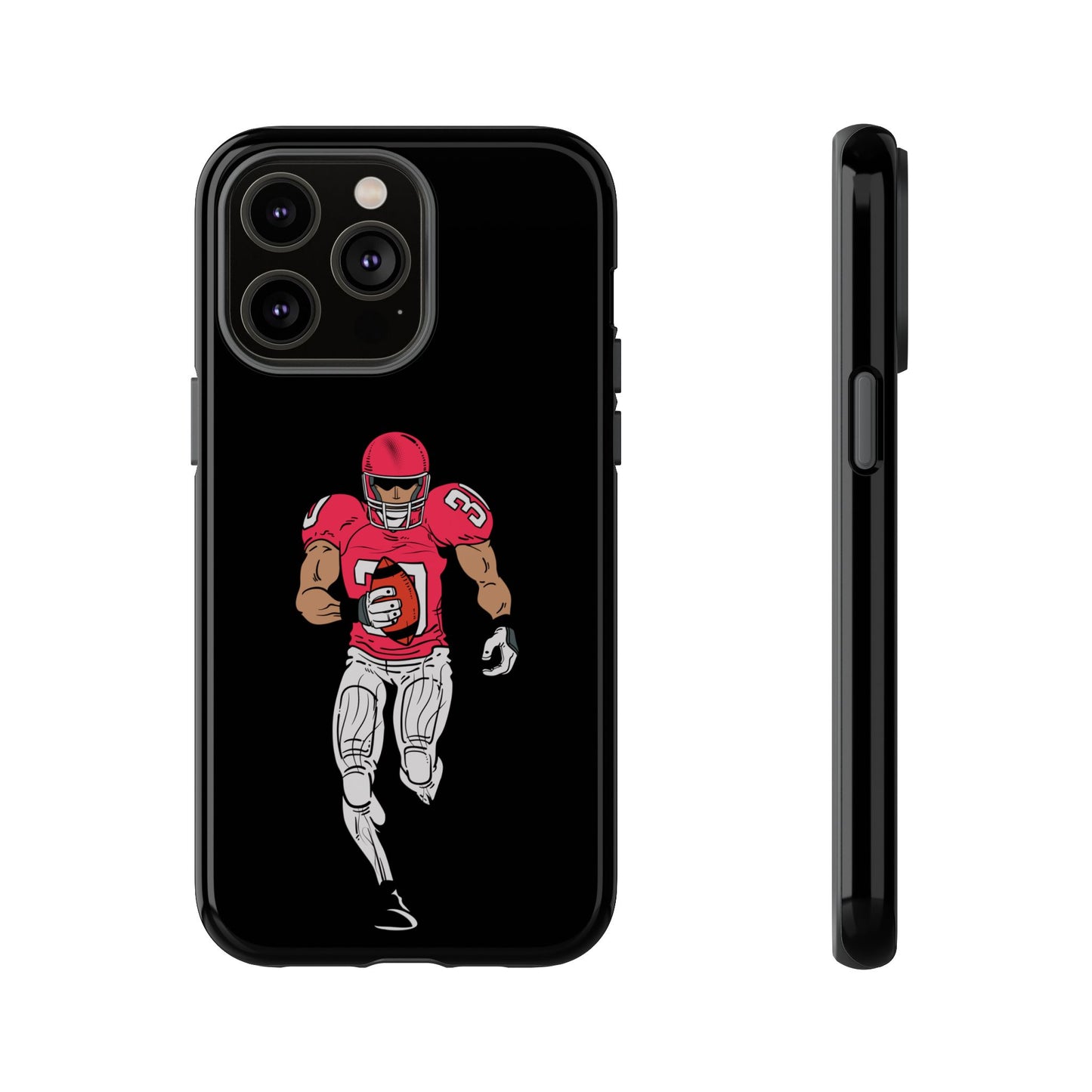 Football Player Tough Phone Case – Protective Black Sports iPhone Case