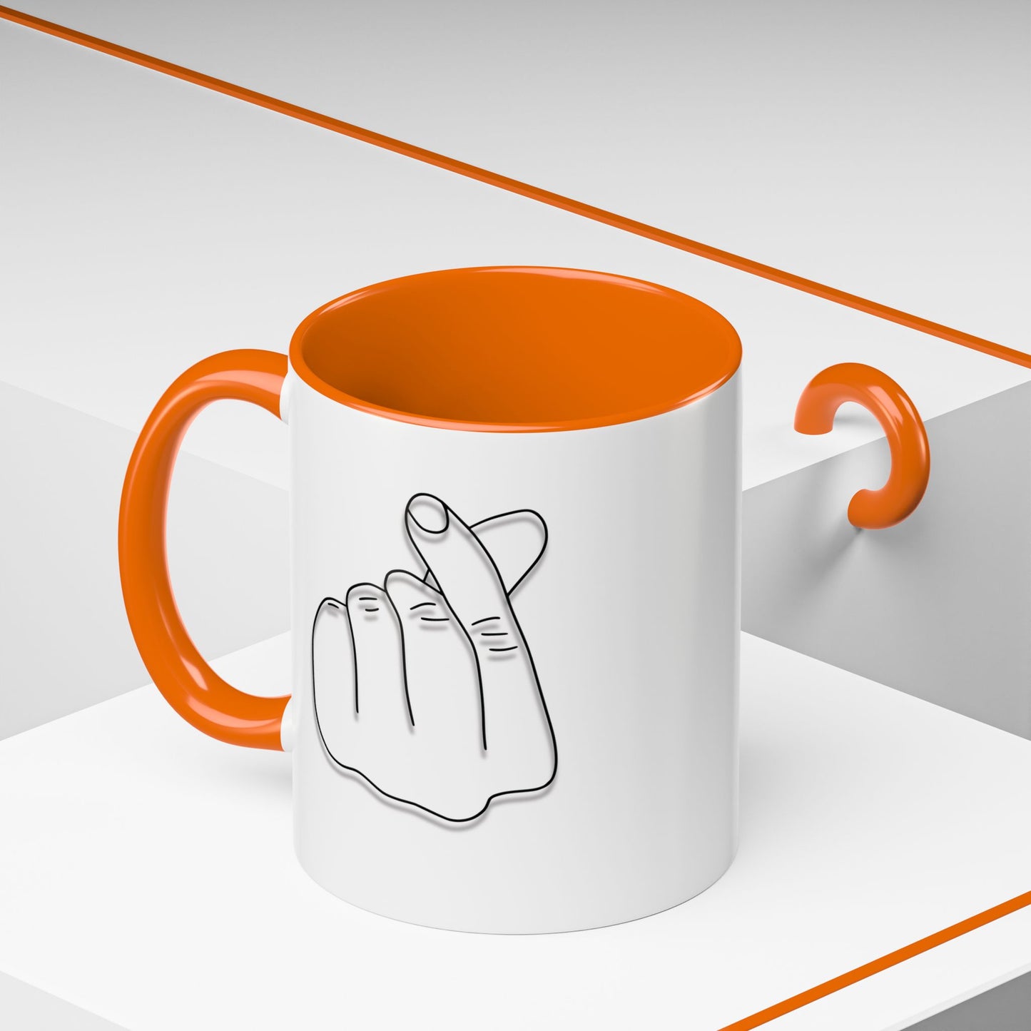 K-Pop Accent Mug - Love Gesture Design (11oz, 15oz), Korean Pop Coffee Cup, K-Pop Lover Gift, Cute Drinkware, Unique Mug