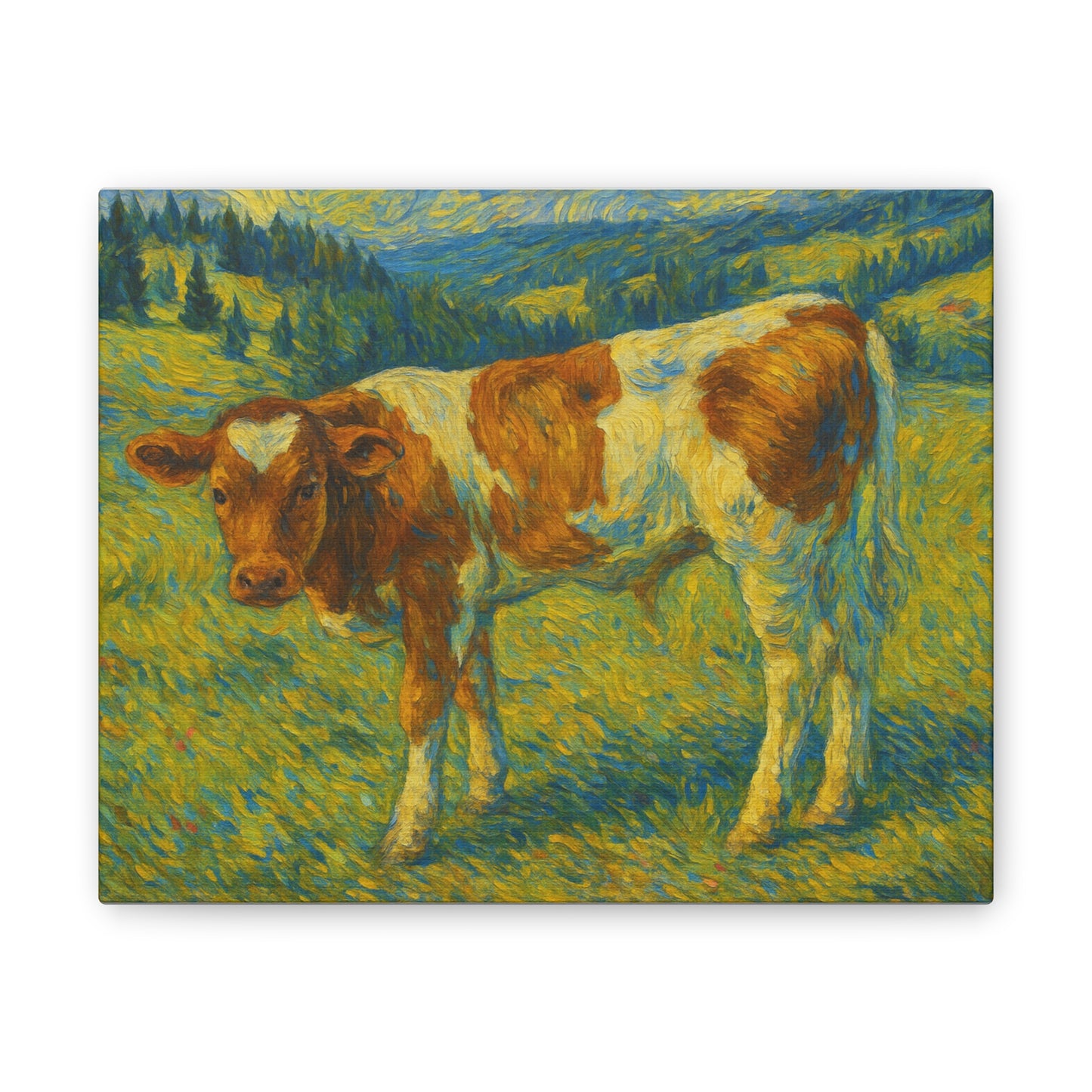 Artistic Cow Canvas Wall Art - Farmhouse Decor, Calf Painting