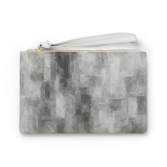 Chic Grey Abstract Clutch Bag - Stylish Evening Purse, Everyday Organizer, Minimalist Accessory, Wedding Clutch, Fashion Statement - TRV