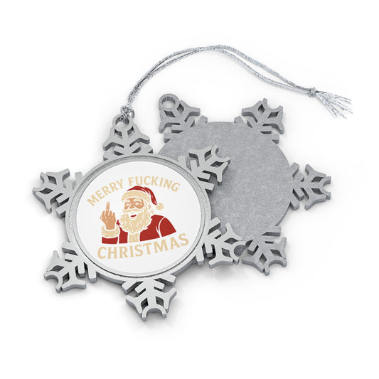 Pewter Snowflake Ornament, Funny Christmas Decoration, Holiday Tree Ornament, Gift for Him, Festive Home Decor - TRV