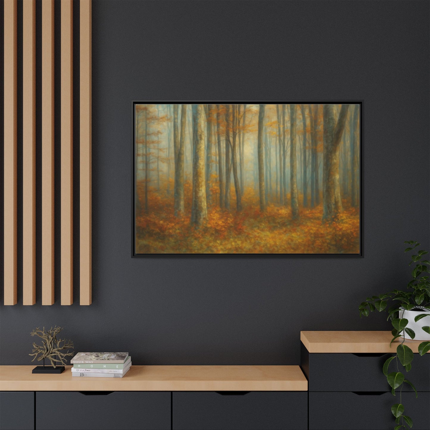 Autumn Forest Canvas Art, Framed Wall Decor, Rustic Home Decor, Nature Artwork, Gift for Nature Lovers - TRV