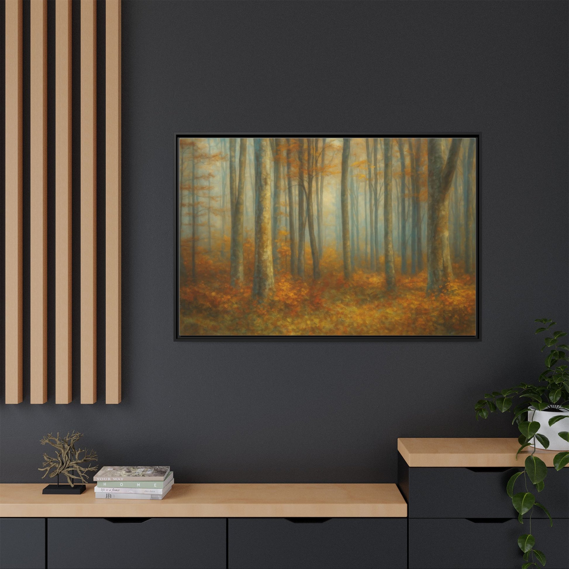 Autumn Forest Canvas Art, Framed Wall Decor, Rustic Home Decor, Nature Artwork, Gift for Nature Lovers - TRV