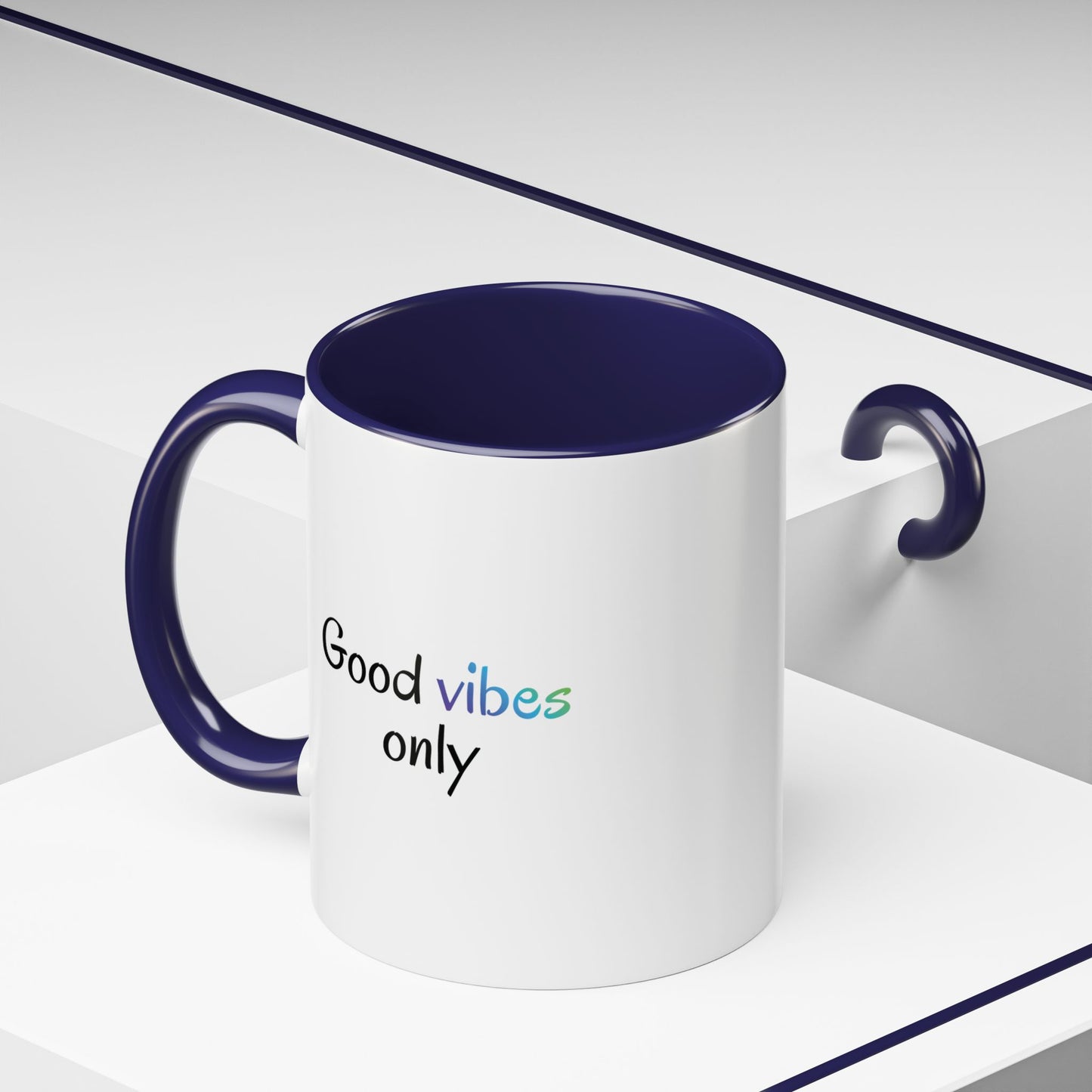 Good Vibes Only Accent Coffee Mug - Positive Energy 11 & 15oz Cup for Happiness, Inspirational Gift, Morning Motivation, Ceramic Tea Cup,