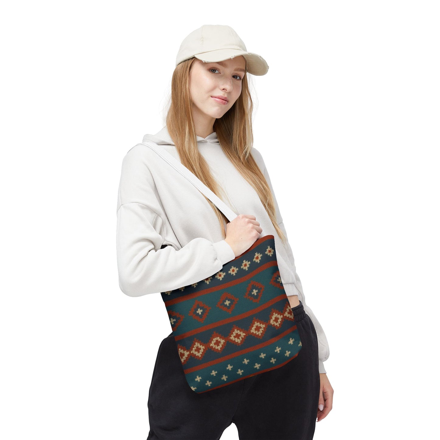 Southwestern Diamond Pattern Tote Bag | Aztec Tribal Geometric Print - TRV