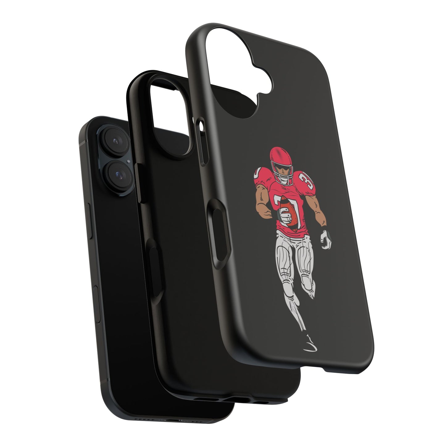 Football Player Tough Phone Case – Protective Black Sports iPhone Case