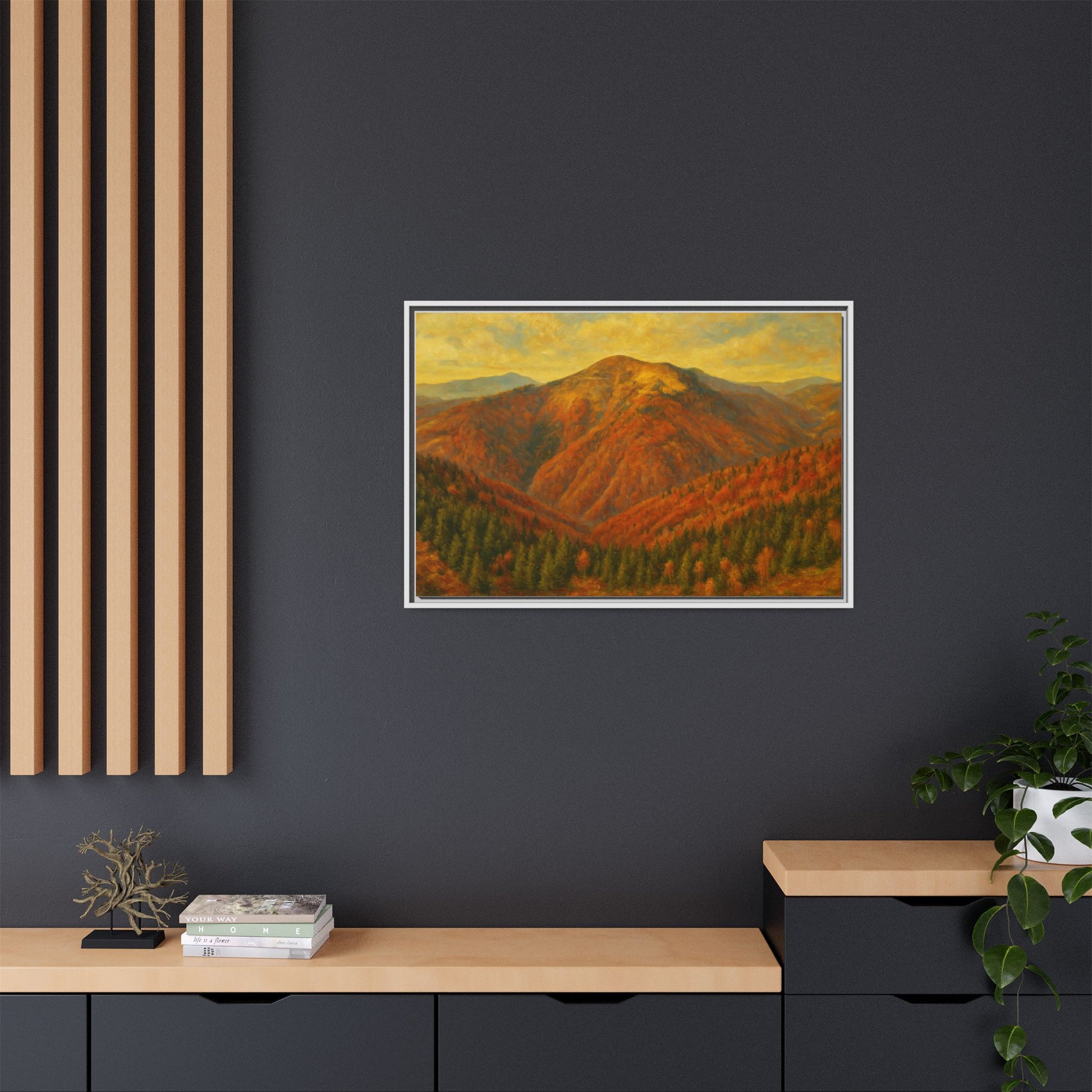 Autumn Landscape Wall Art, Cozy Home Decor, Nature Print, Framed Canvas, Fall Decorations, Gift Idea for Art Lovers - TRV