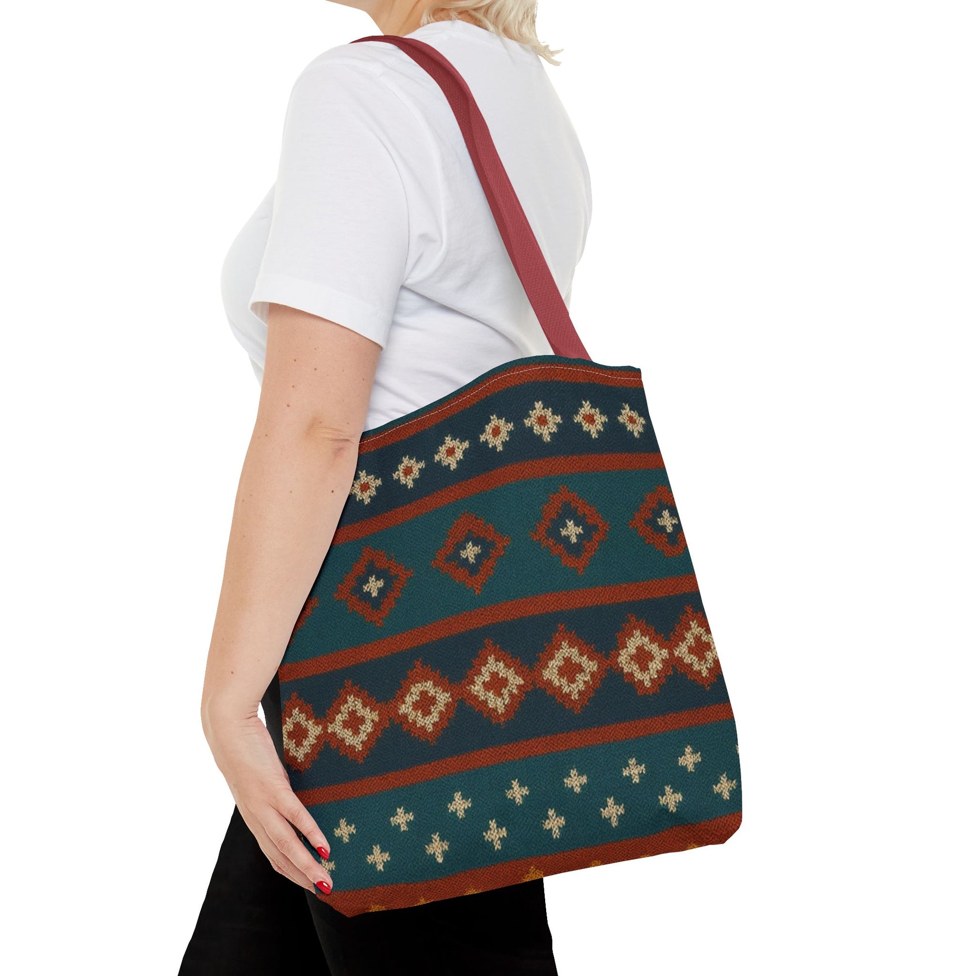 Southwestern Diamond Pattern Tote Bag | Aztec Tribal Geometric Print - TRV