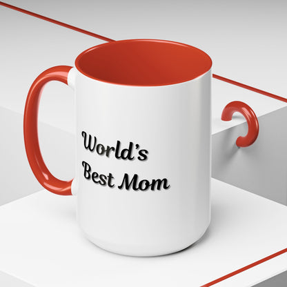 World's Best Mom Accent Coffee Mug - 11oz & 15oz - Perfect Gift for Mother's Day