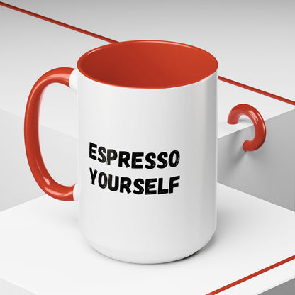 Espresso Yourself Coffee Mug - Fun Black Accented Mug for Coffee Lovers, Great Gift for Birthdays, Christmas, and Housewarming