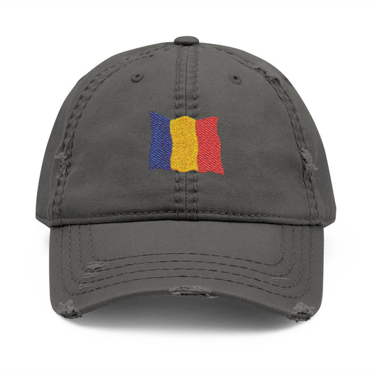 Embroidered Distressed Romanian Flag Dad Hat | Casual Cap for Everyday Style, Perfect Gift for Dad, Summer Outings, Festivals, Family Events - TRV