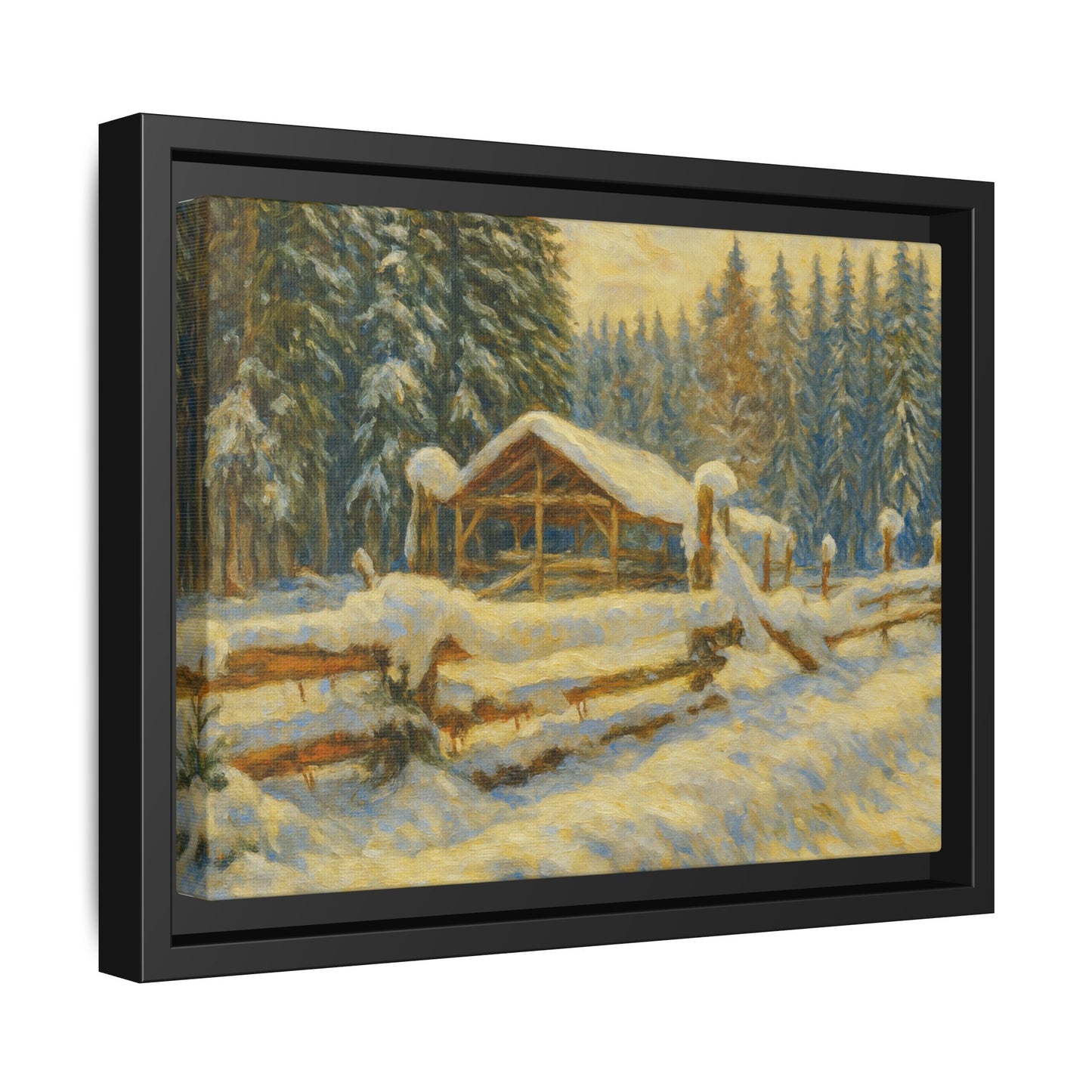 Winter Landscape Framed Canvas Art | Cozy Home Decor | Wall Art for Living Room, Bedroom, Holiday Gift, Rustic Vibes, Art Print - TRV