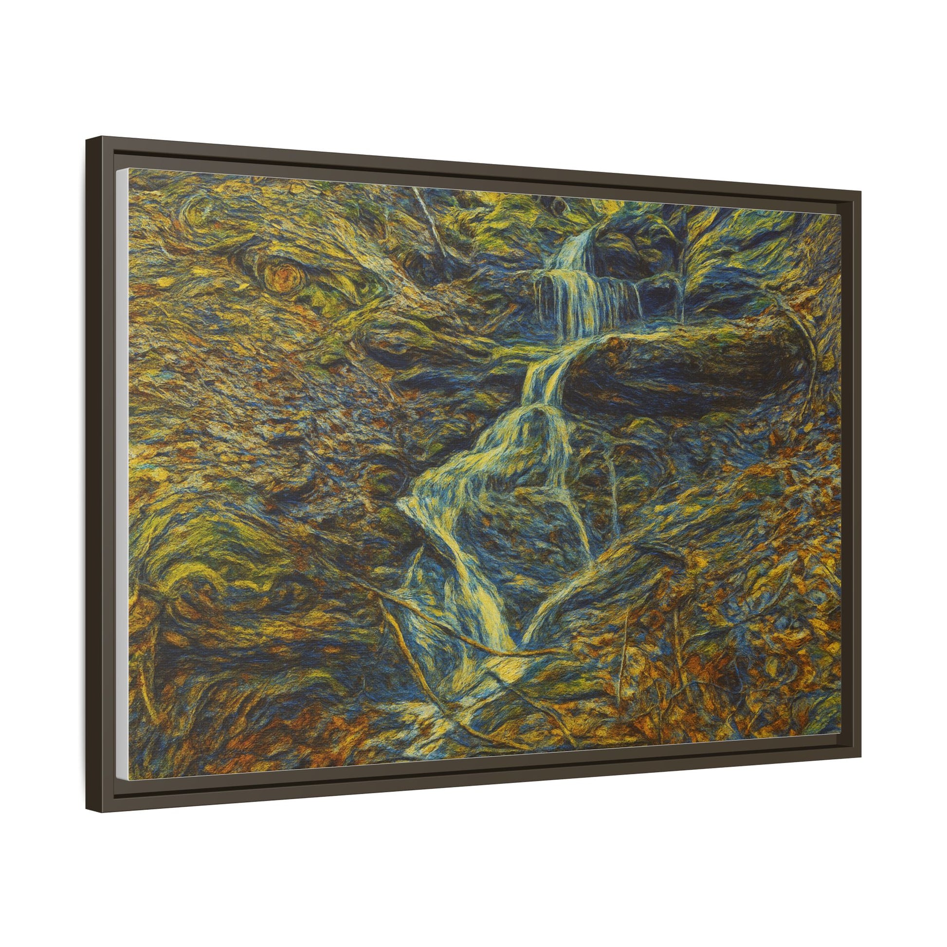 Van Gogh Style Framed Matte Canvas Art Print - Nature-Inspired Wall Decor, Abstract Waterfall Artwork, Home Office Decoration - TRV
