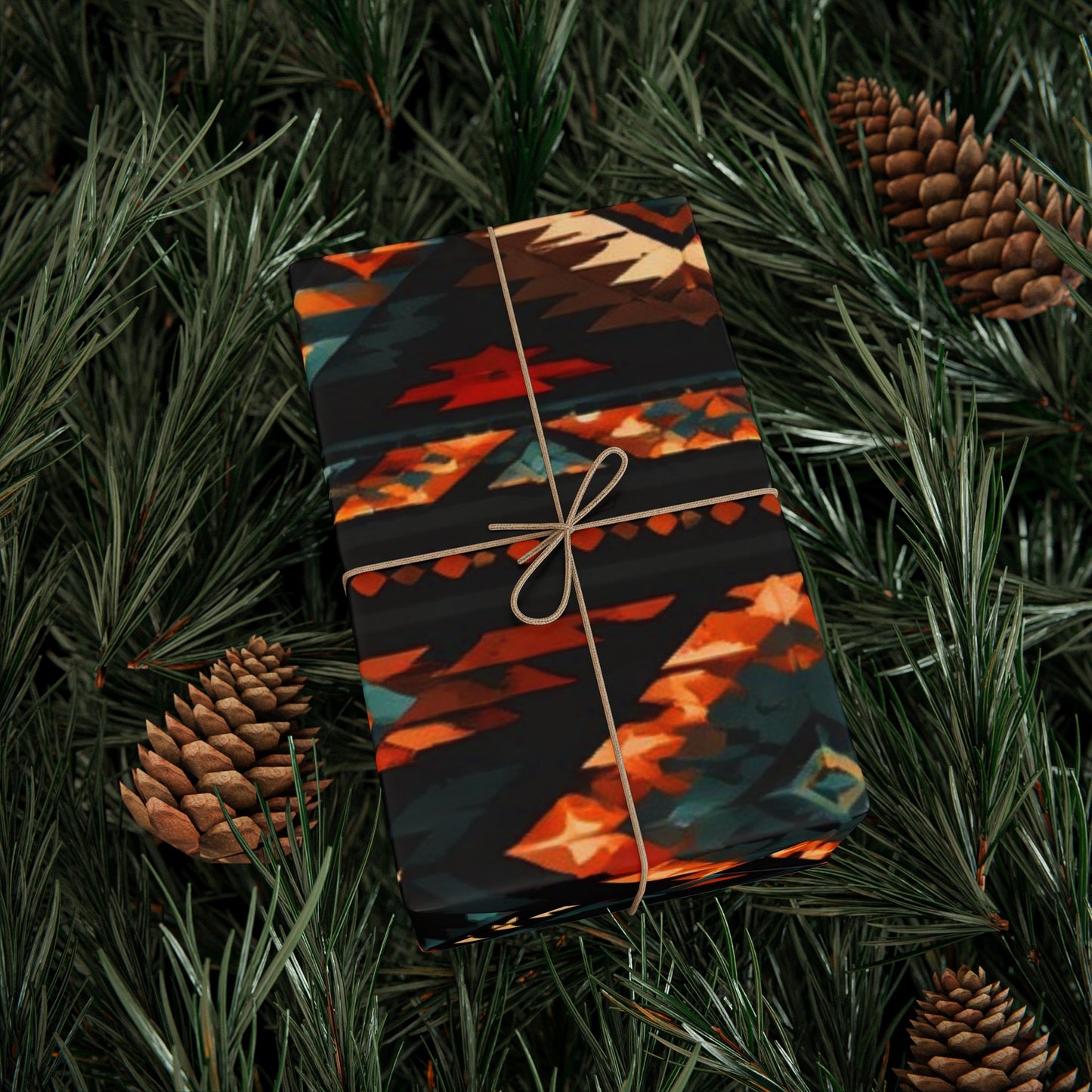 Southwestern Geo Pattern Wrapping Paper Roll — Rustic Aztec Gift Wrap