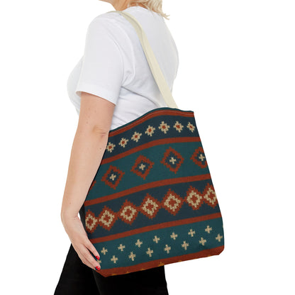 Southwestern Diamond Pattern Tote Bag | Aztec Tribal Geometric Print - TRV