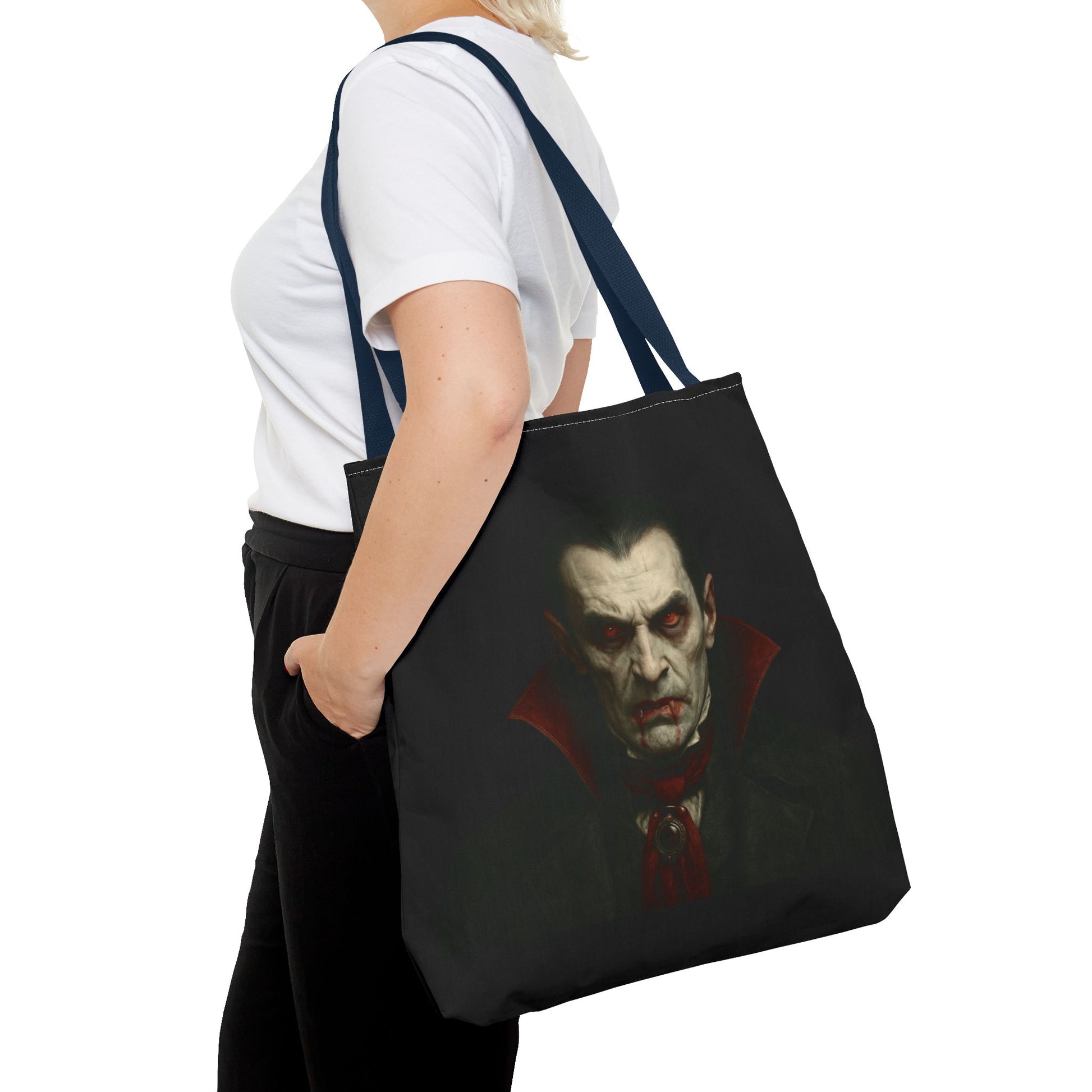 Vampire Haunted Tote Bag, Spooky Shopping Bag, Halloween Accessory, Gothic Style Handbag, Perfect for Halloween Parties, Unisex Tote - TRV