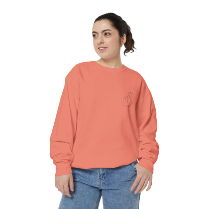 Minimalist Peace Hand Sweatshirt — Small Chest Line Art Crewneck