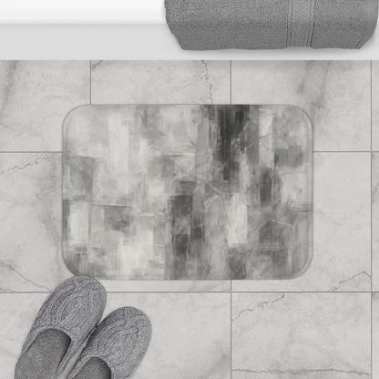 Elegant Gray Abstract Bath Mat | Modern Bathroom Decor, Soft Bathroom Rug, Luxury Shower Mat, Neutral Home Accessories - TRV