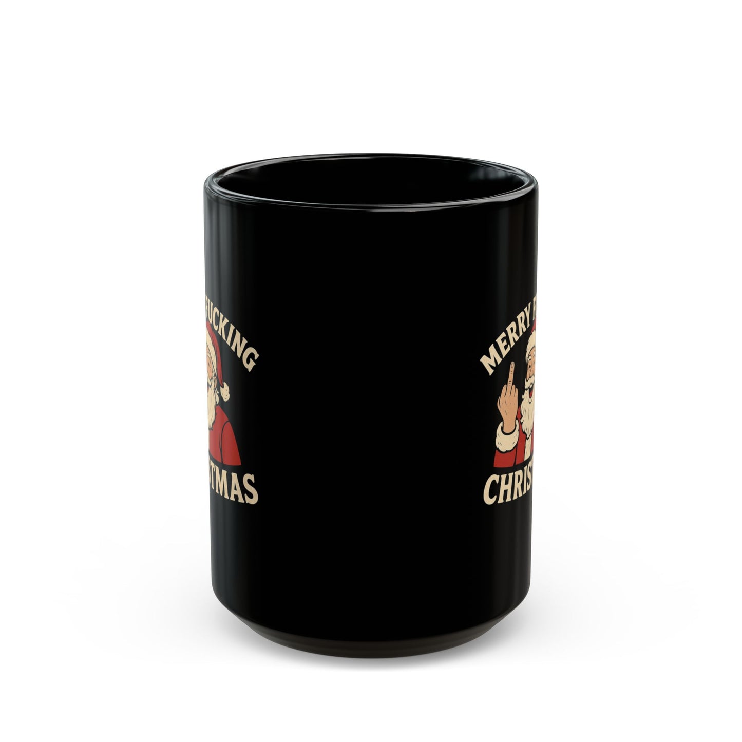 Irreverent Merry Christmas Mug — Funny Santa Coffee Mug (Black, 11/15oz)