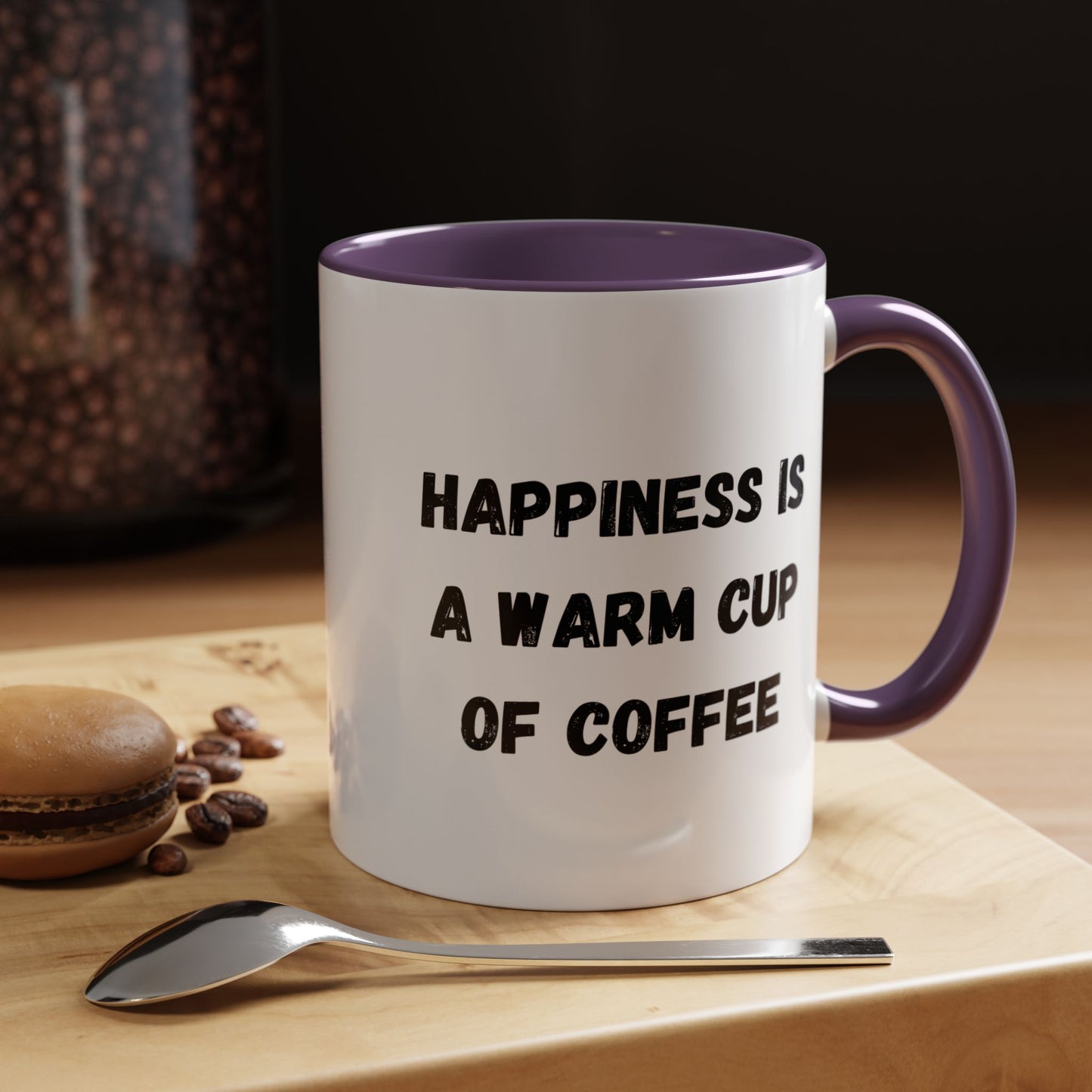 Coffee Mug — “Happiness Is A Warm Cup Of Coffee” Accent Ceramic Mug (11/15 oz)