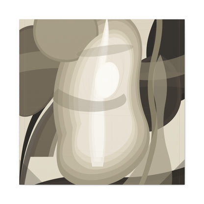 Abstract neutral pear still life canvas print by Printify featuring a minimalist pear design on a neutral-toned canvas.