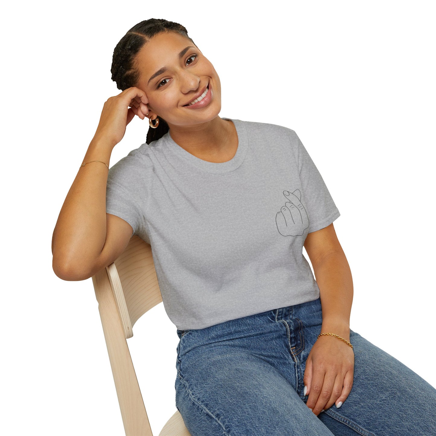 Trendy Unisex Softstyle T-Shirt with Love Hand Gesture Design