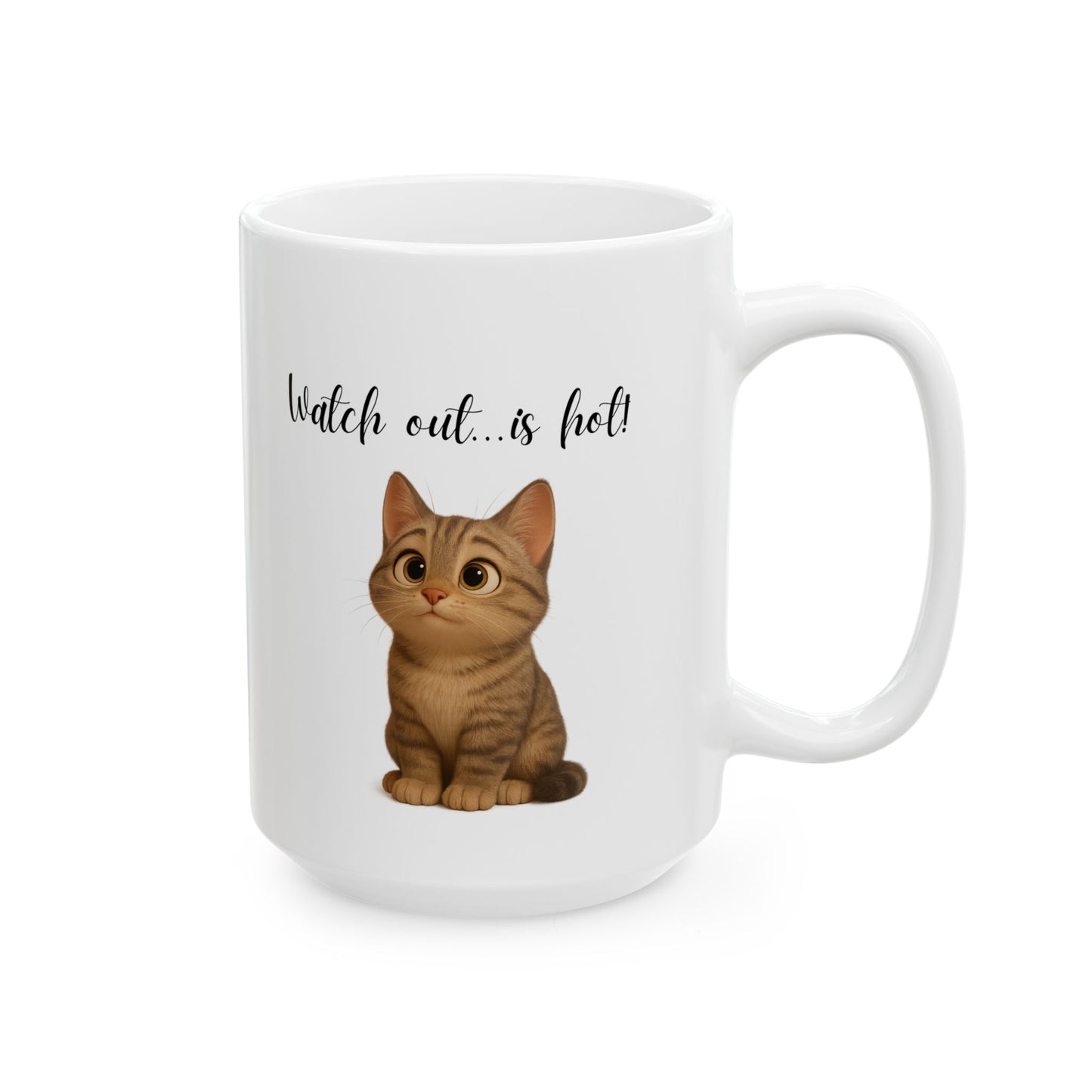 Latte Lover Ceramic Mug — Cute Coffee Cat Illustration (11oz, 15oz)