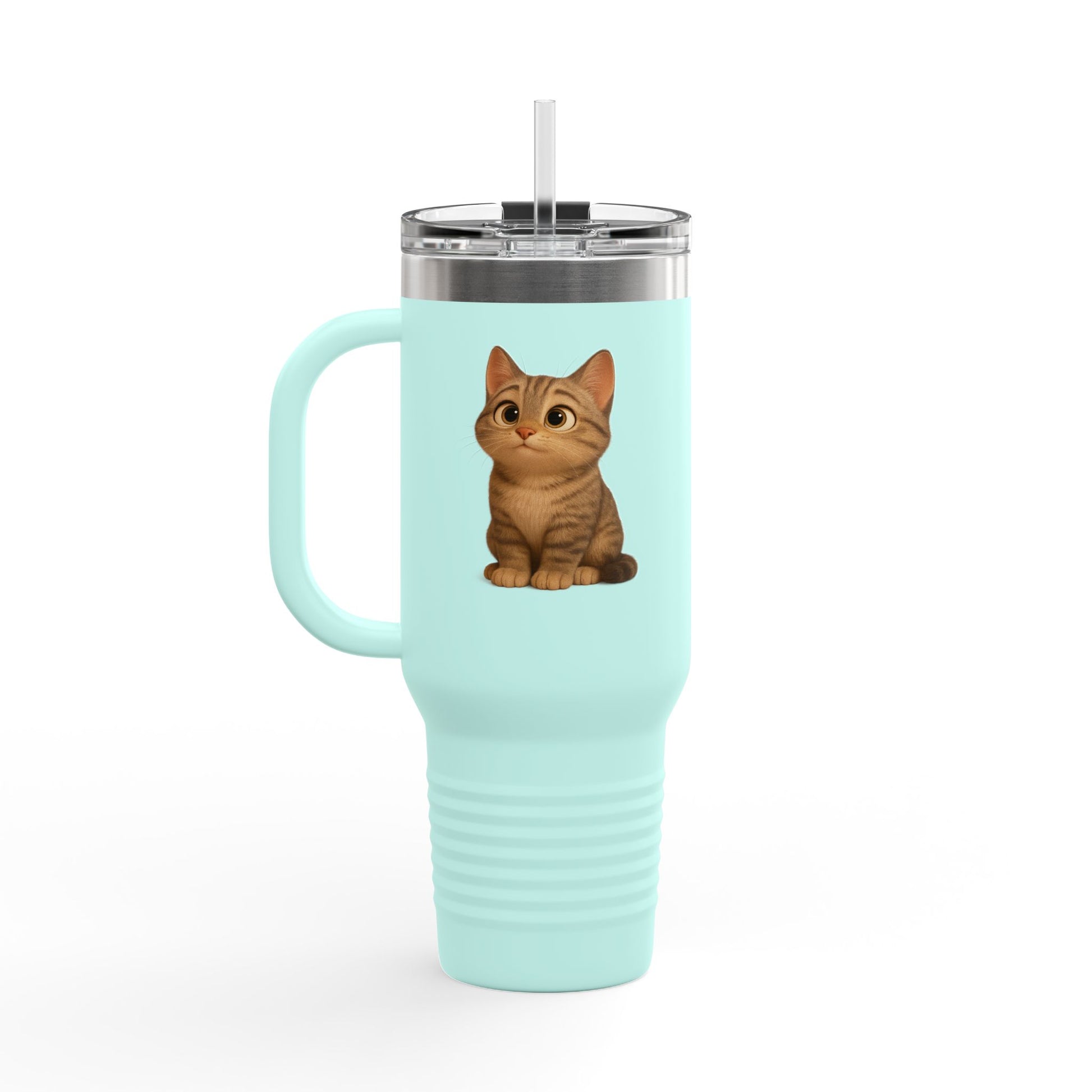 Cute Cat Insulated Travel Mug, Perfect for Pet Lovers, 40oz Coffee Cup, Travel Tumbler, Gift for Cat Lovers, Customizable Mug - TRV