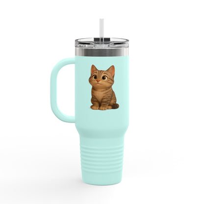 Cute Cat Insulated Travel Mug, Perfect for Pet Lovers, 40oz Coffee Cup, Travel Tumbler, Gift for Cat Lovers, Customizable Mug - TRV
