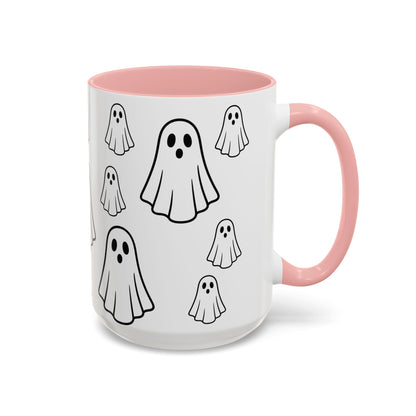 Cute Ghost Accent Coffee Mug, Halloween Mug, Spooky Drinkware, Gift for Ghost Lovers, Seasonal Decor, Unique Coffee Cup - TRV
