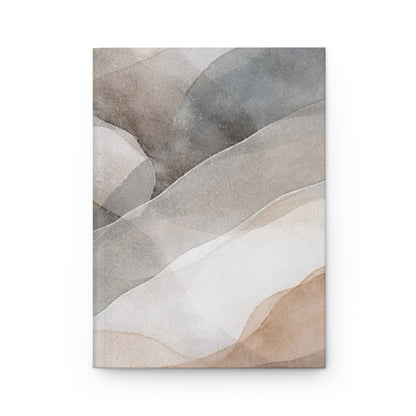 Neutral Watercolor Waves Hardcover Journal | Matte Abstract Landscape Notebook